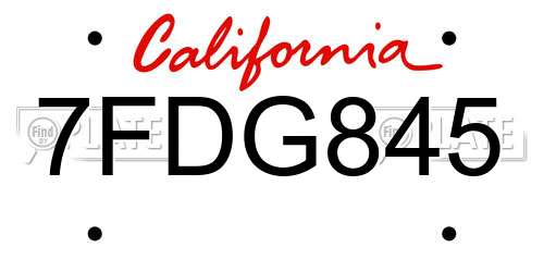 7FDG845 California License Plate