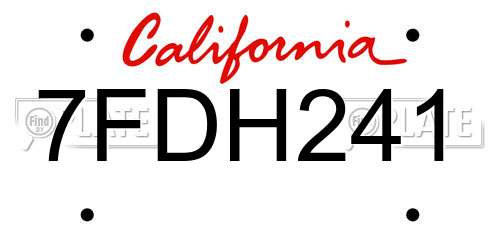 7FDH241 California License Plate
