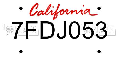 7FDJ053 California License Plate