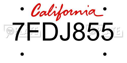 7FDJ855 California License Plate