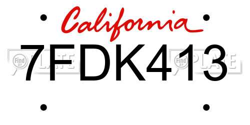 7FDK413 California License Plate
