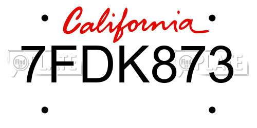 7FDK873 California License Plate