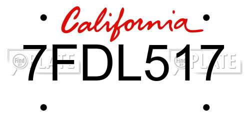7FDL517 California License Plate