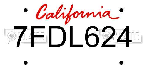 7FDL624 California License Plate