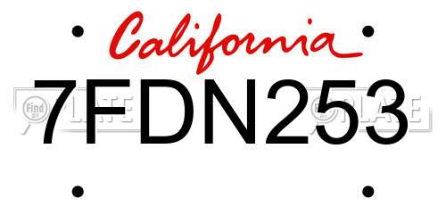 7FDN253 California License Plate