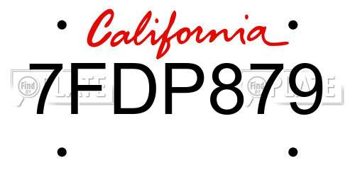 7FDP879 California License Plate