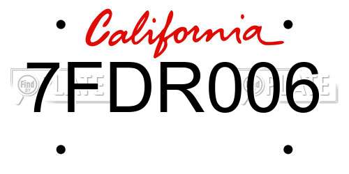 7FDR006 California License Plate