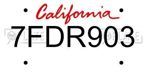 7FDR903 California License Plate