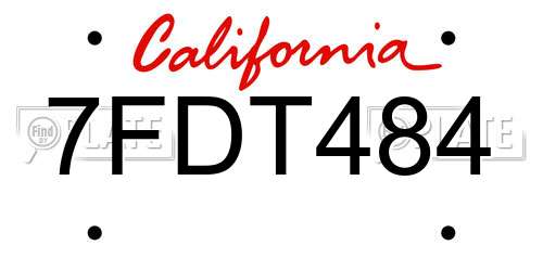 7FDT484 California License Plate