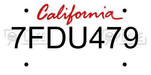 7FDU479 California License Plate