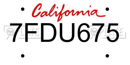 7FDU675 California License Plate