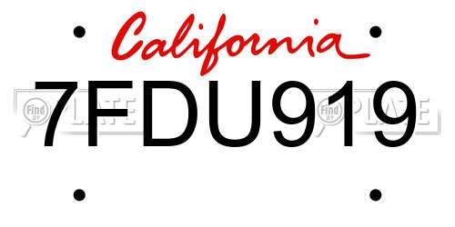 7FDU919 California License Plate