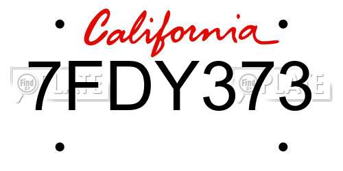 7FDY373 California License Plate