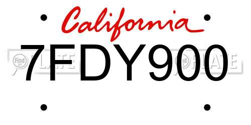 7FDY900 California License Plate