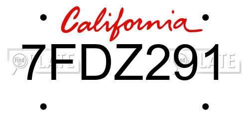 7FDZ291 California License Plate