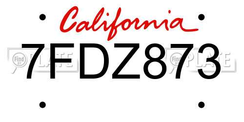 7FDZ873 California License Plate