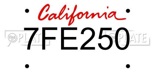 7FE250 California License Plate