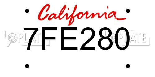 7FE280 California License Plate