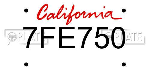 7FE750 California License Plate