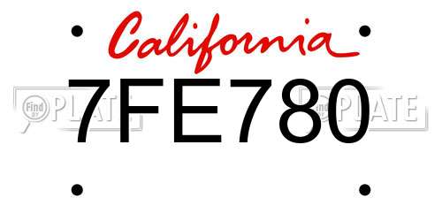 7FE780 California License Plate