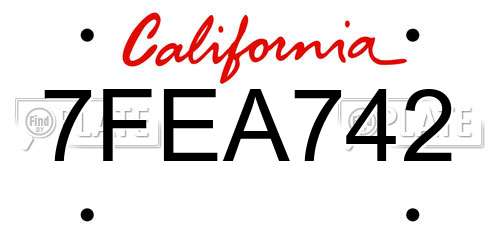 7FEA742 California License Plate