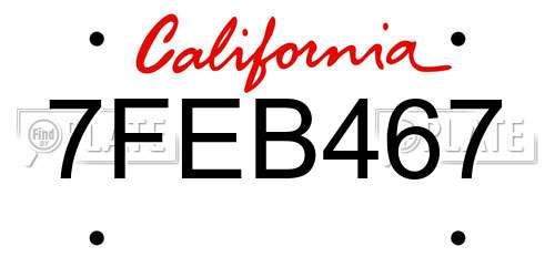 7FEB467 California License Plate