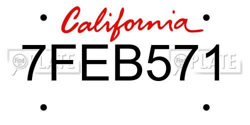 7FEB571 California License Plate