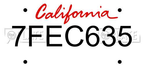 7FEC635 California License Plate