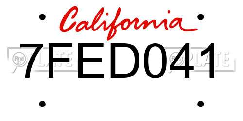 7FED041 California License Plate
