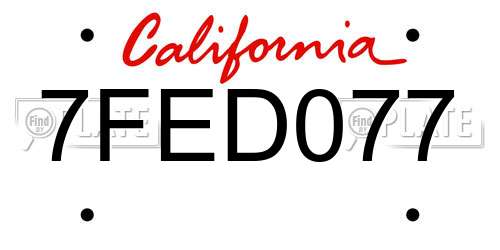 7FED077 California License Plate
