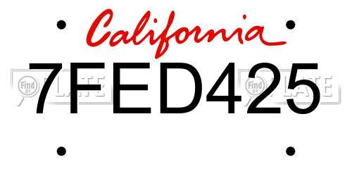 7FED425 California License Plate