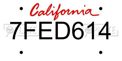 7FED614 California License Plate