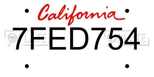 7FED754 California License Plate