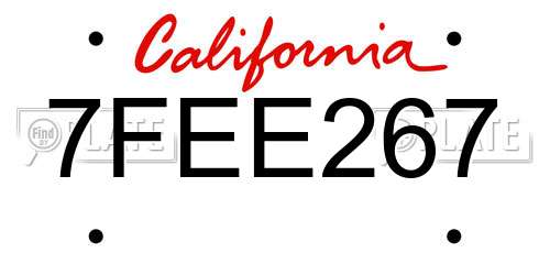 7FEE267 California License Plate