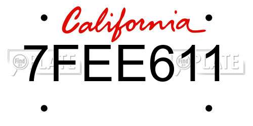 7FEE611 California License Plate