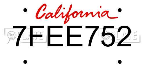 7FEE752 California License Plate