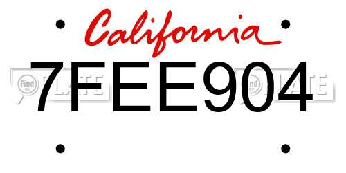 7FEE904 California License Plate