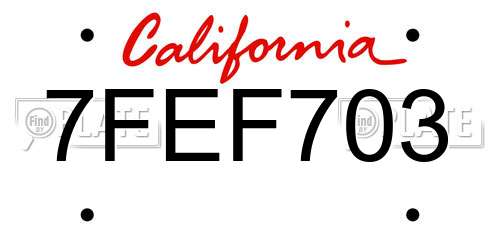 7FEF703 California License Plate