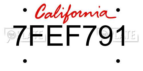 7FEF791 California License Plate