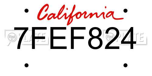 7FEF824 California License Plate