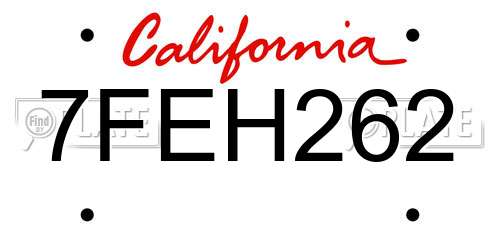 7FEH262 California License Plate