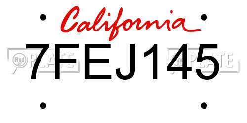 7FEJ145 California License Plate