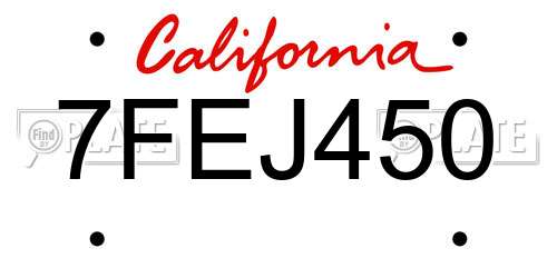 7FEJ450 California License Plate