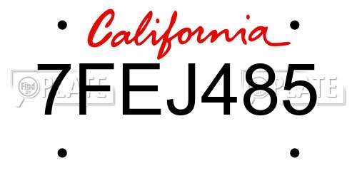 7FEJ485 California License Plate