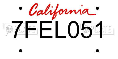 7FEL051 California License Plate