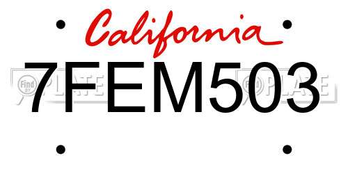 7FEM503 California License Plate