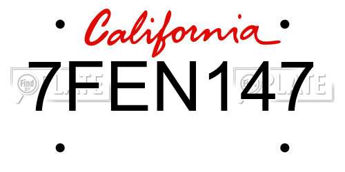 7FEN147 California License Plate