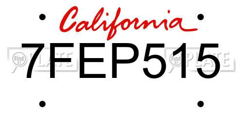 7FEP515 California License Plate