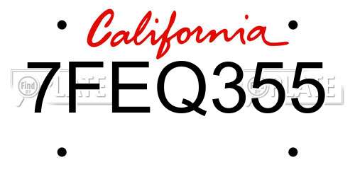 7FEQ355 California License Plate