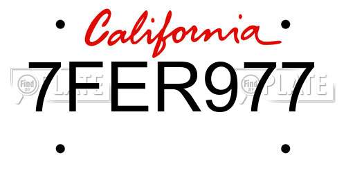 7FER977 California License Plate